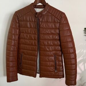 Brown Moto Leather Jacket for Women